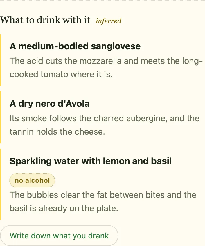 What to drink with it: three suggestions, one without alcohol