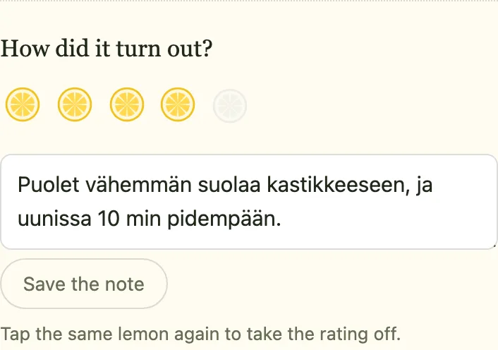 How did it turn out: four lemons out of five and a note